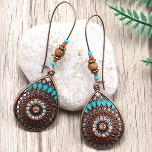 Bohemian Teardrop Earrings with Turquoise Accents